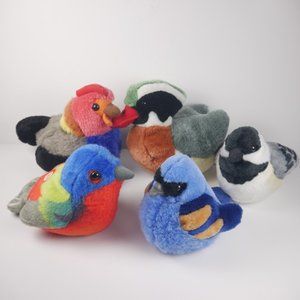 Wild Republic Audubon Plush Bird LOT of 5 Stuffed Animal Blue Bunting Chickadee